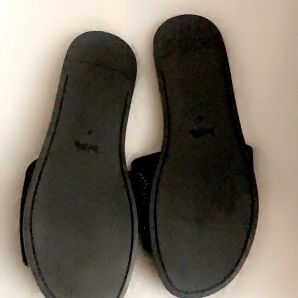 Coach Tea Rose Rivet Stud Black Suede Slide Sandals Shoes Size 8